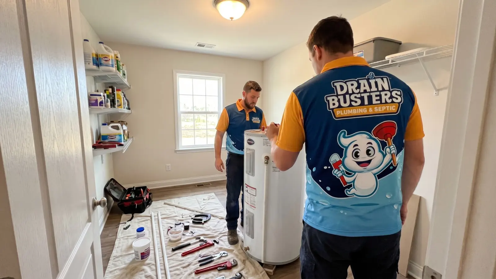 DrainBusters technician handling plumbing service near Saraland AL.